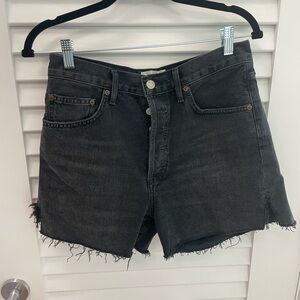 Agolde Black Jean Shorts Distressed Cut-Off Hem